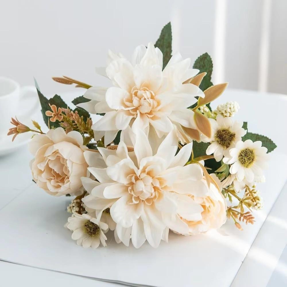 Bridal Bouquet Silk Dahlia Flower Arrangements Simulated Dahlia Artificial Flowers Bridal Bouquet