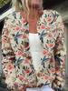 Women's Loose Fit 3D Print Round Neck Long Sleeve Cardigan Sweater