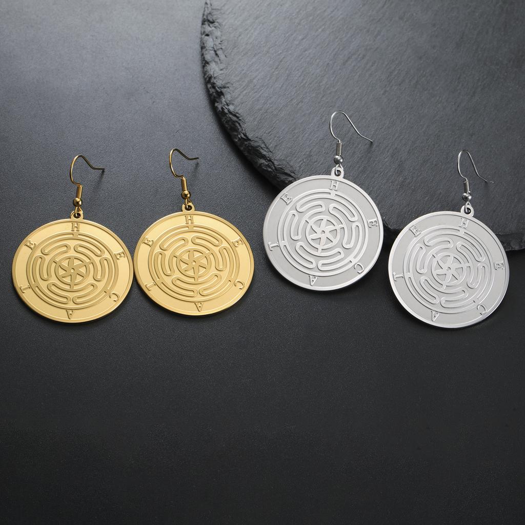 LIKGREAT Wiccan Earrings Hecate Goddess Symbol Witchcraft Protection Earring Witch Pagan Christmas Gift Stainless Steel Jewelry