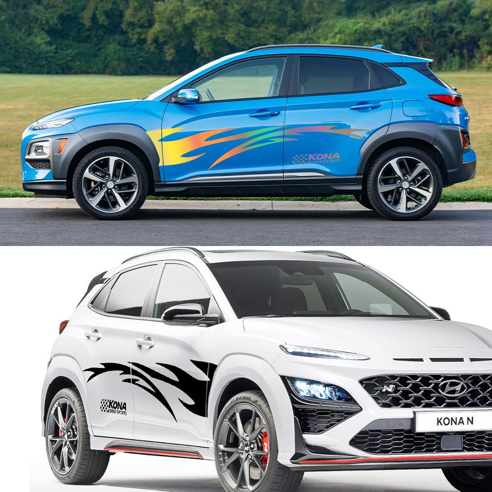 För Hyundai Kona Hybrid N Line Elektriska Grafiska Dekaler Ränder Kit Dekor Dekal Vinylskydd Bil Dörrsida Klistermärke Auto