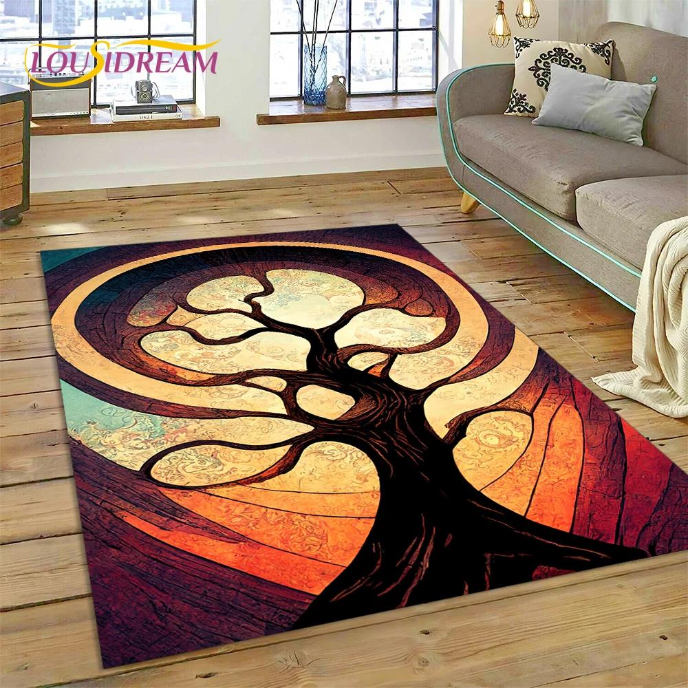 Tree of Life Nature Viking Yggdrasil Norse Carpet Rug for Bedroom Living Room Home Sofa Decoration,Child Large Decor Floor Mat
