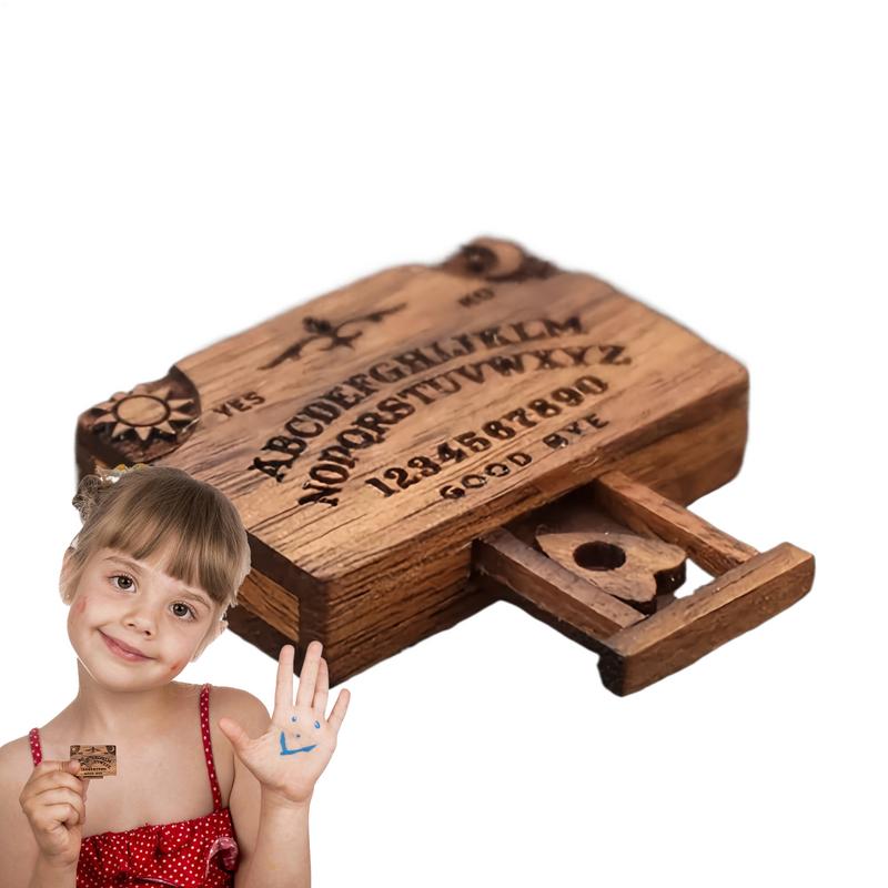 Mini Ouija-Brett mit Schublade Holz Miniatur Spirituelles Brett Schubladen-Ornamente mit Planchettes Emotionale Liebe Schubladen-Dekor