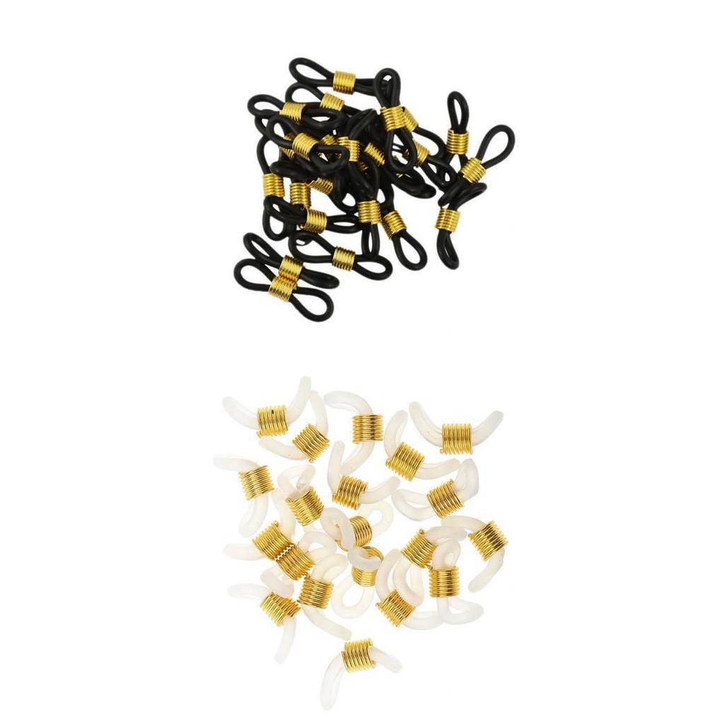 45Pcs Eyeglasses Reading Eyeglass Spectacle Chain Strap Holder Loop Ends Rubber Brass 20mm -