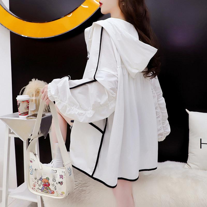 Women's Sun Protection Jacket Zip Up Cotton Cardigan Hood Summer