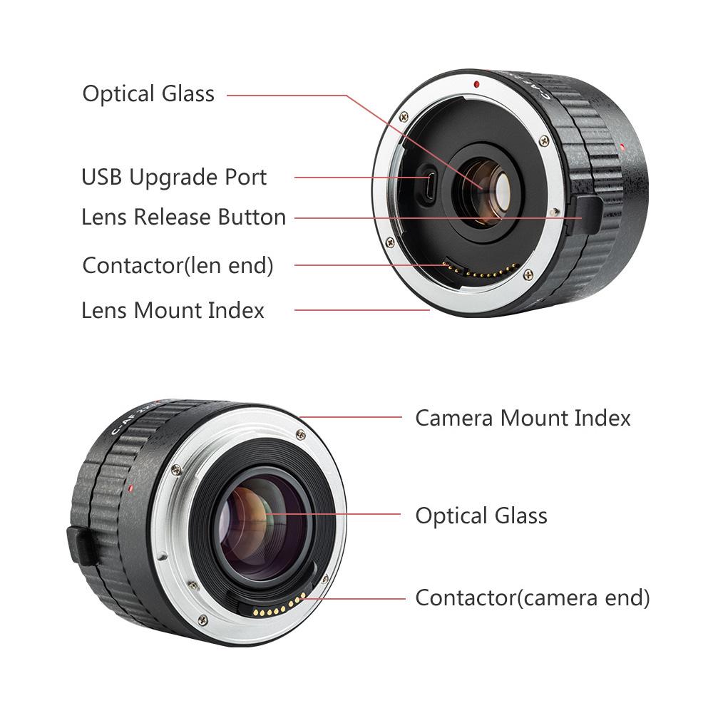 2XII Magnification Teleconverter Extender Auto Focus Mount Lens for Canon EOS EF Lens for Canon EF Lens 5D II 7D 1200D