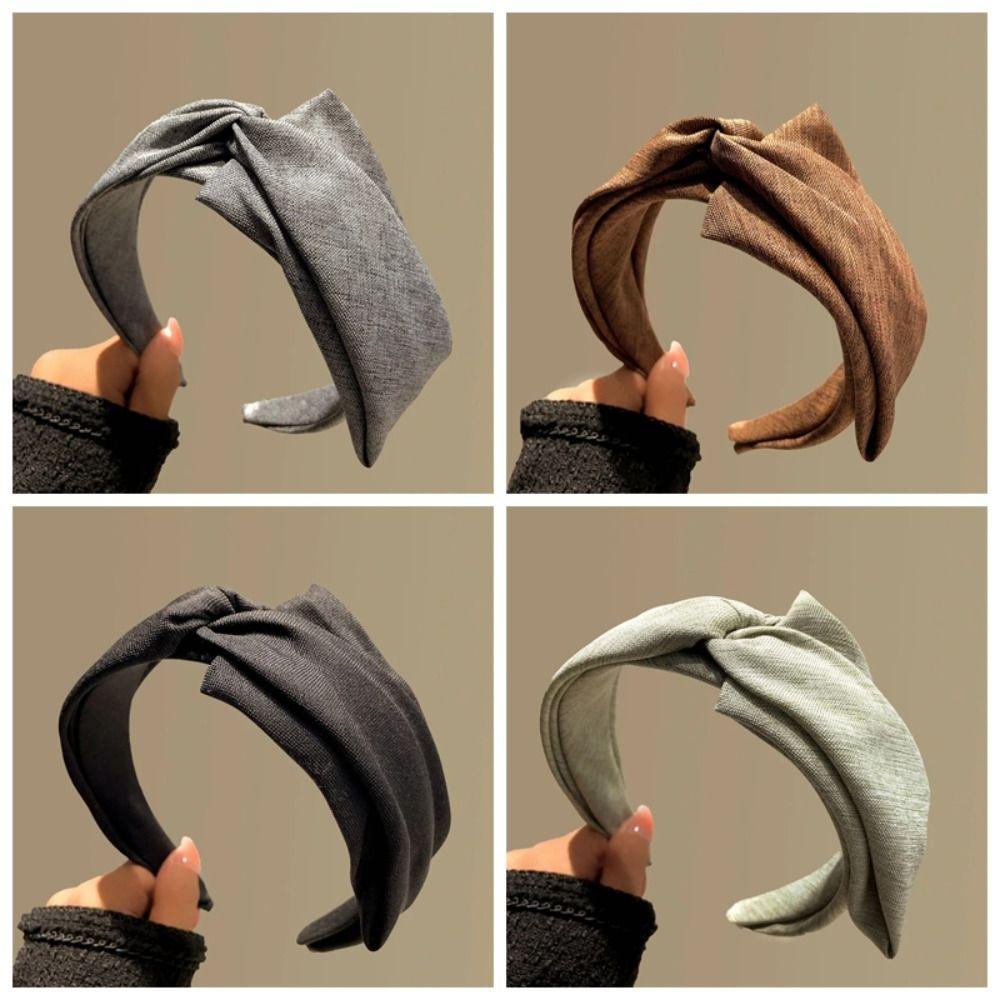 Korean Style Knit Headband Soft Stretchable Makeup Hair Hoop Crumpled Texture Wide Bezel Ladies Hair Accessories Daily Use