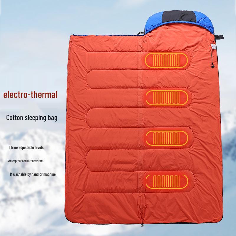 Rechargeable USB Heated Down Sleeping Bag - Cotton Warmth for Hiking & Camping