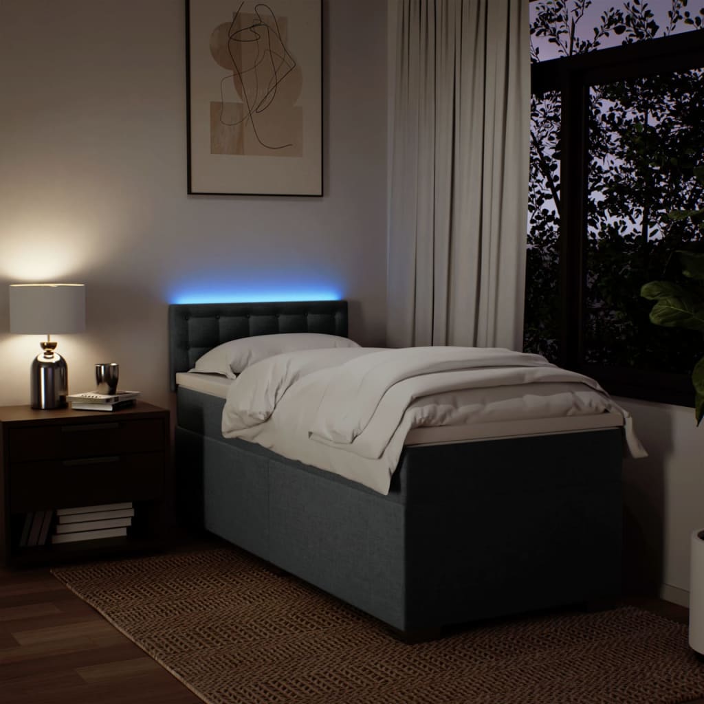 Vidaxl Kontinentalbett Mit Matratze, Dunkelgrauer Stoff 90X190 Cm