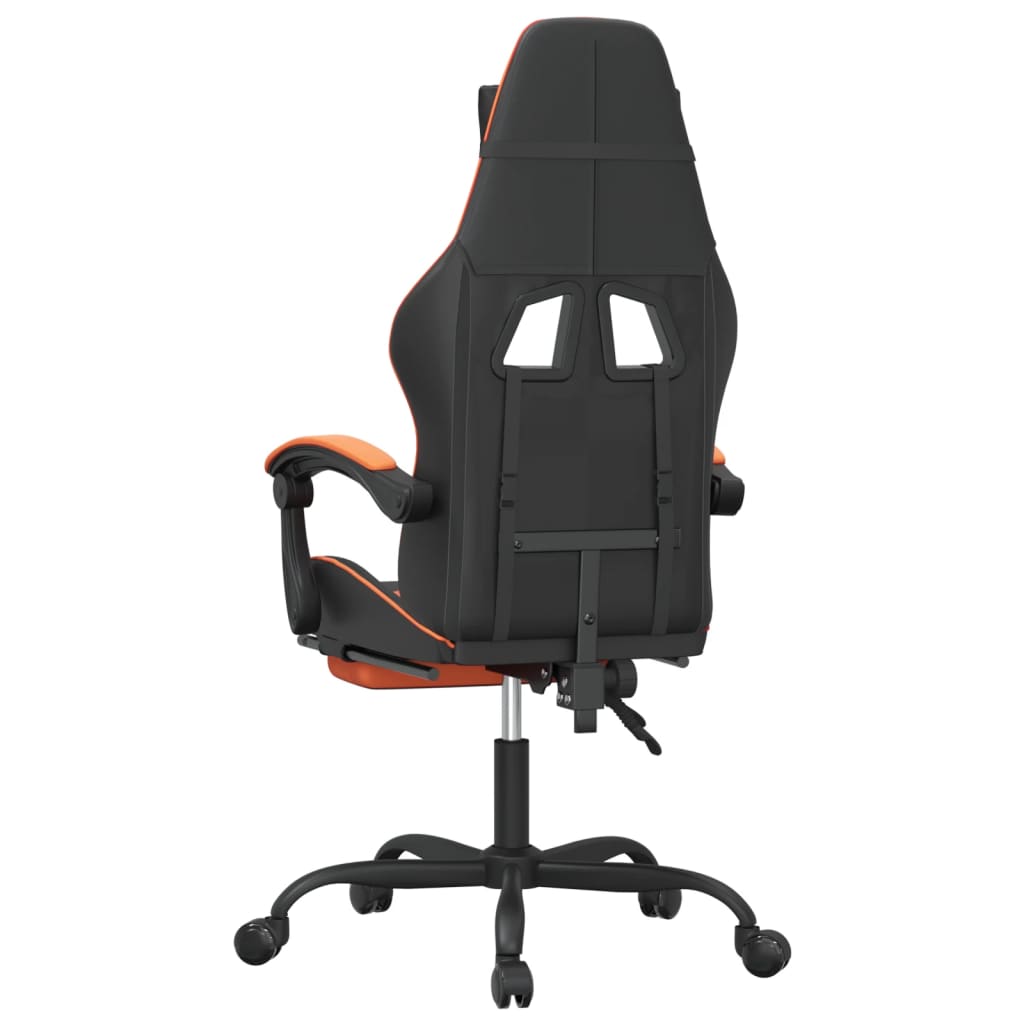 Gaming Chair with Footrest Swivel Black & Orange PU Leather