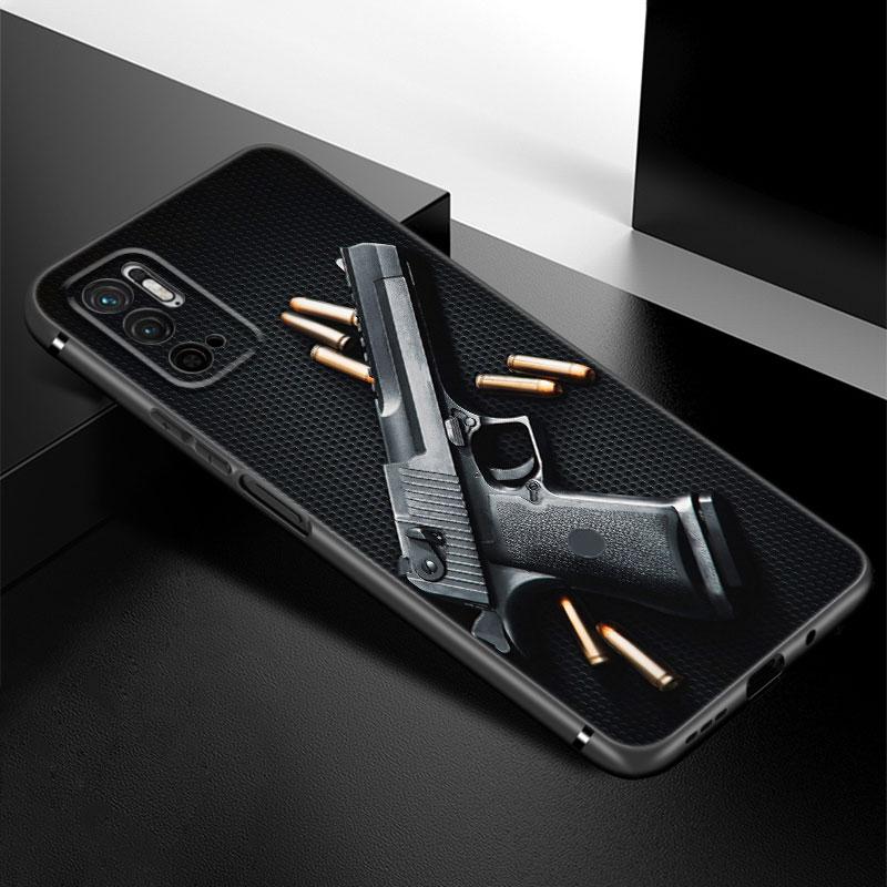 

Чехол для телефона с пистолетом AK47 для Xiaomi Redmi Note 7 8 9 10 Lite 11 11E 11T 12 Pro 11S 4G 10T 5G 8T 9S 10S, мягкий черный чехол из ТПУ Redmi Note 8