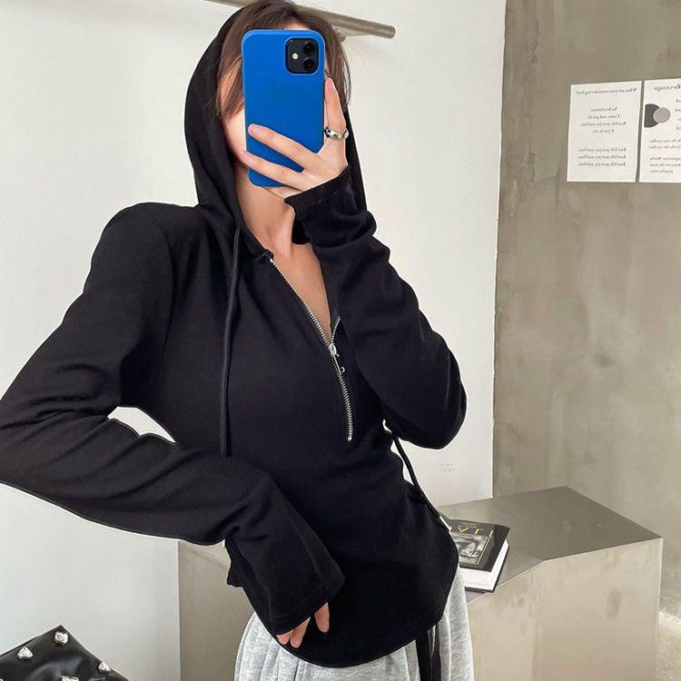 

Женские повседневные футболки Женские модные топы Активная одежда Футболки для девочек Y2K Спортивные топы для женщин Футболки Топы с капюшоном на молнии Тренировочная одежда