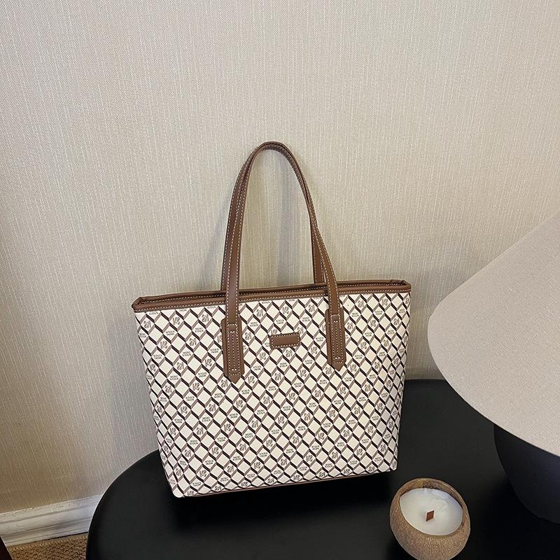 Bolso Tote de Alta Gama para Mujer con Estampado de Diamantes: Bolso de Hombro y Mano de Gran Capacidad Ligero de Lujo Tendencia 2025