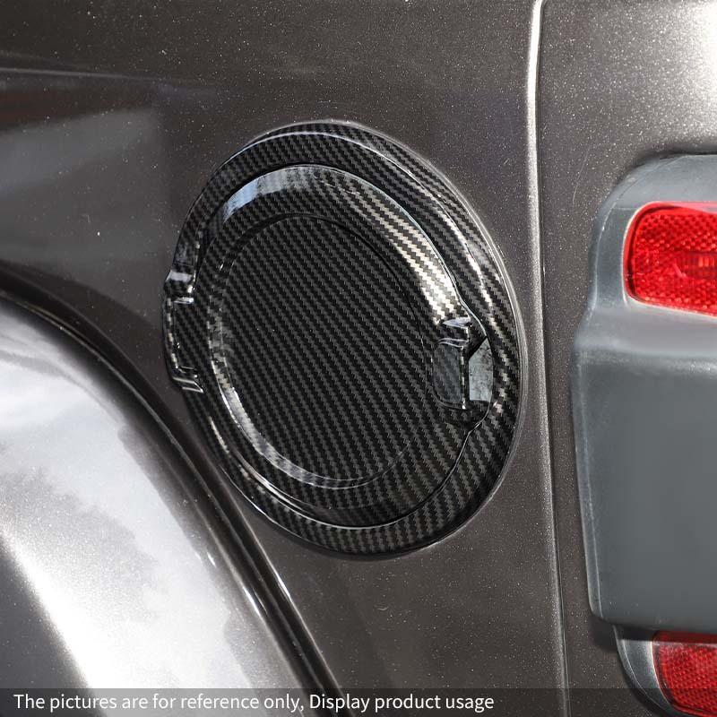  For Jeep Wrangler JL 2018 Up Aluminum Alloy ABS Gas Fuel Oil Tank Cap Cover Car Exterior Accessories, Carbon fiber pritned.