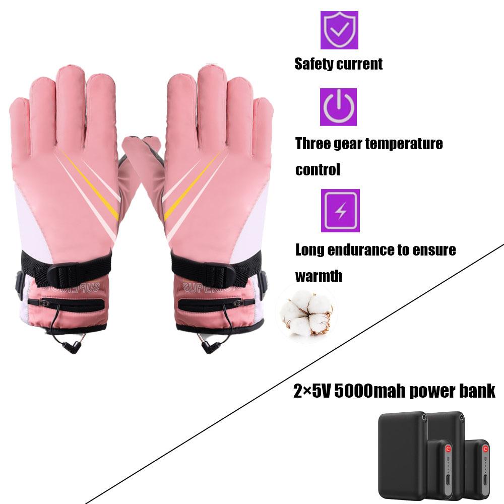 Electrically Heated Ski Gloves Rechargeable Three-speed Controlled Temperature Motorcycle Warm Gloves Warm Winter Outdoor Sports