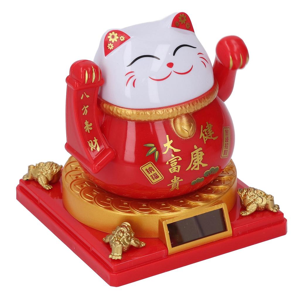 Lucky Cat Waving Arm Solar Powered Light Induction Wealth Welcoming Fortune Cat Decoration for Home