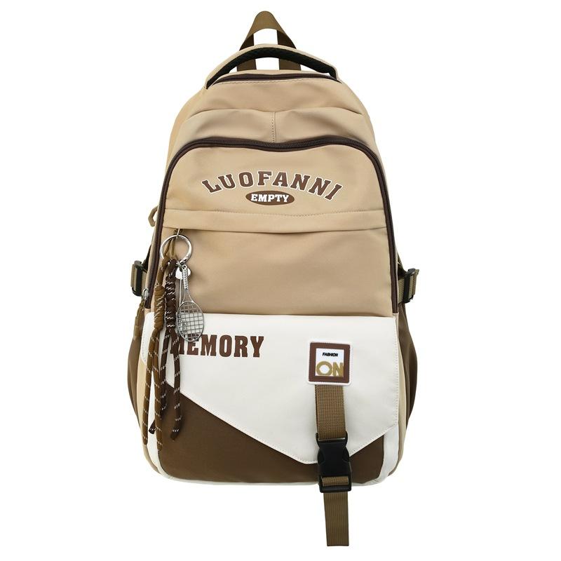 Schoolbag Korean Version Ins Contrasting Color Backpack Large Capacity Trendy Couple Leisure Bag Simple and Versatile Design Student Schoolbag