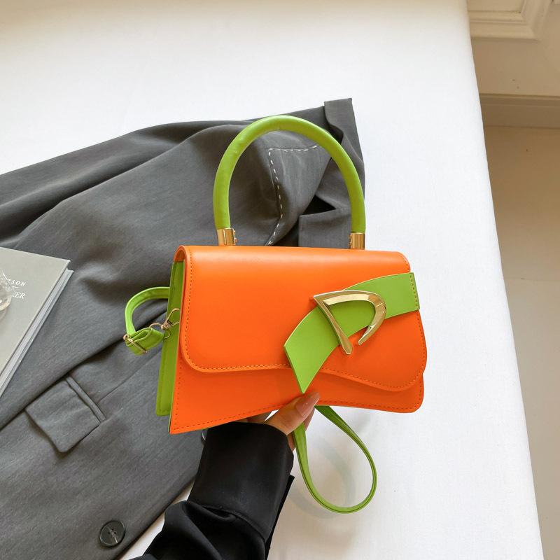 

Fashion contrasting colors New niche texture handbag Casual versatile simple shoulder messenger bag оранжевый