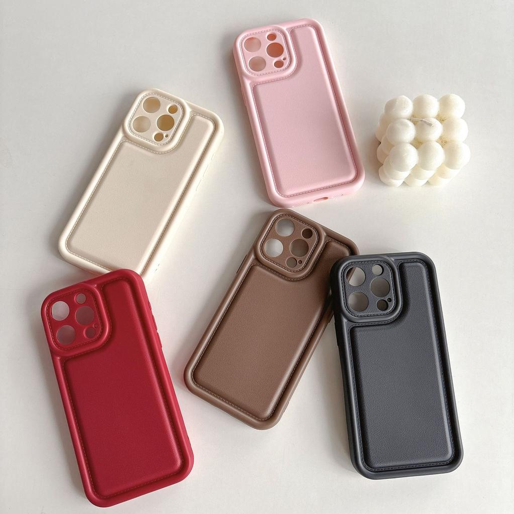 The Matte Leather Texture Phone Case Is Suitable for The IPhone 15PROMAX, Simple IPhone14, Full Cover and Shockproof 13 Women