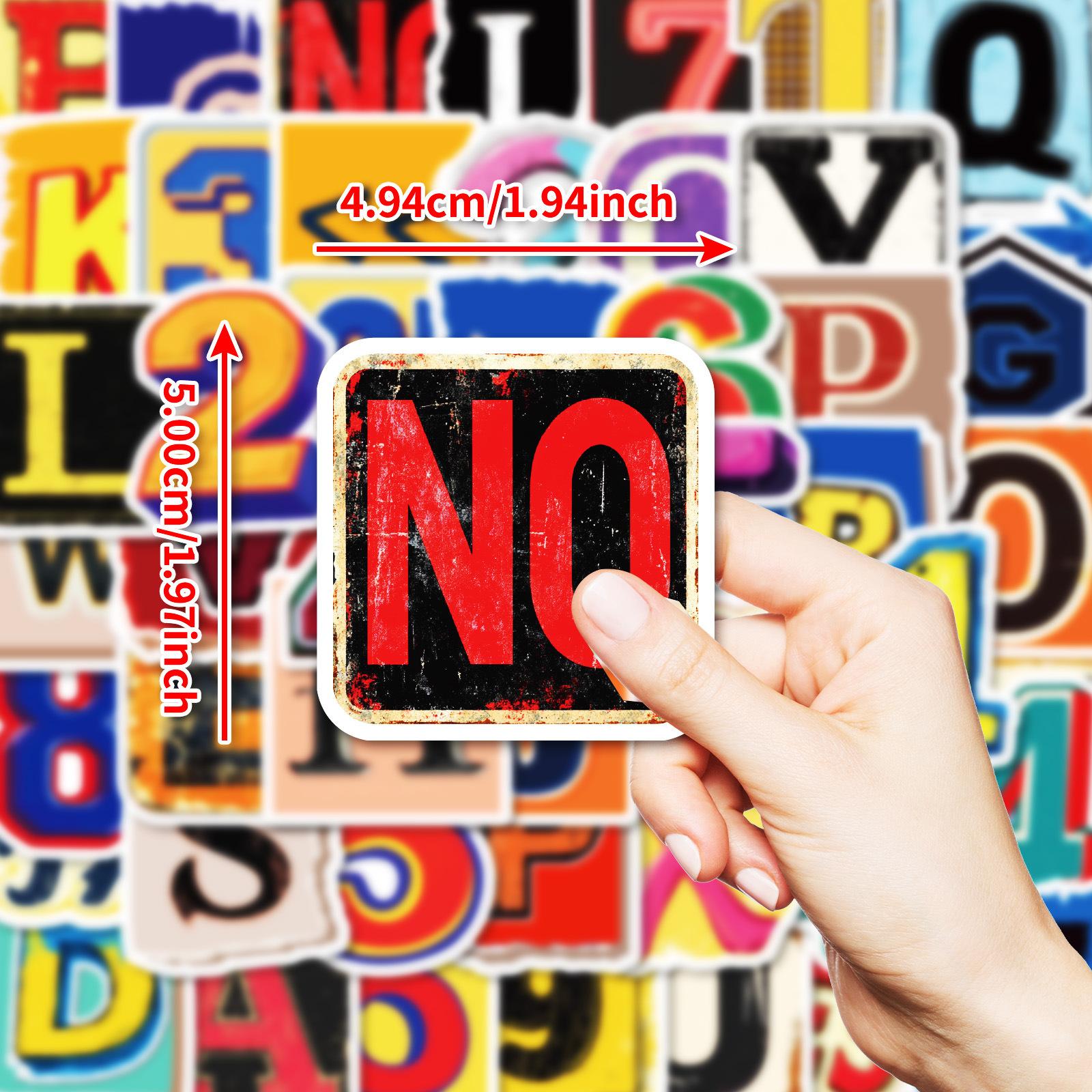

50 Retro English Letter Series Waterproof Decorative Stickers Creative Color Collision Three-dimensional Effect Stickers