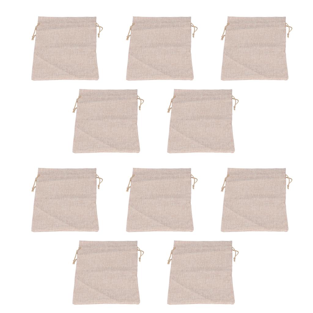 10Pcs Cotton Linen Bag Small Storage Drawstring Bag 9 X 6.7in Reusable Storage Bag for Bread Flowers