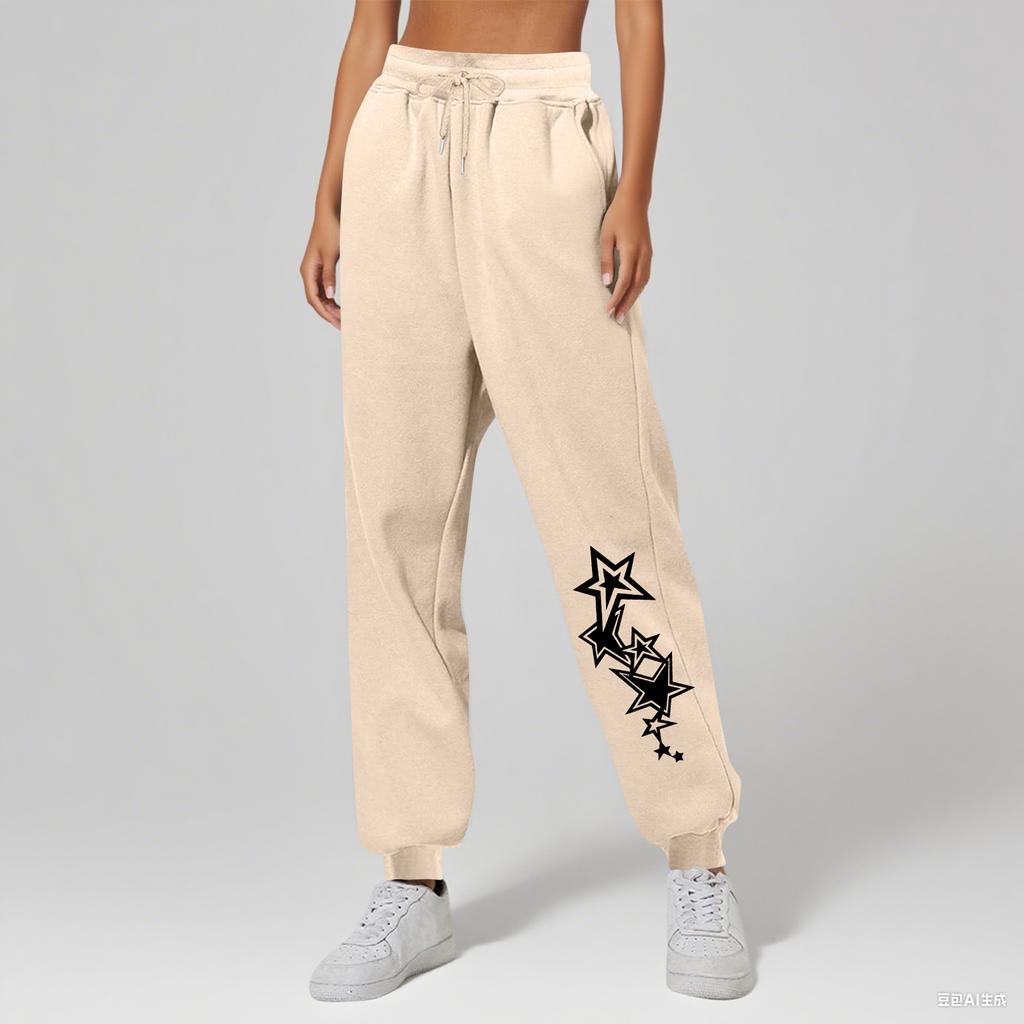 Ladies' Printed Unisex Casual Pocket Drawstring  Pants
