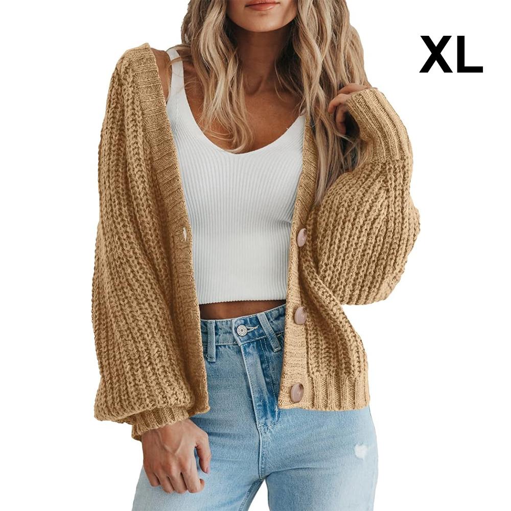 Buy Women's Chunky Knit Open Front Sweater Long Sleeve Button