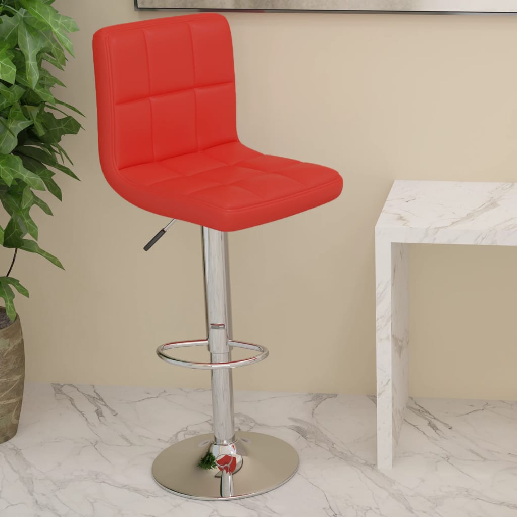Bar Stool Red Faux Leather