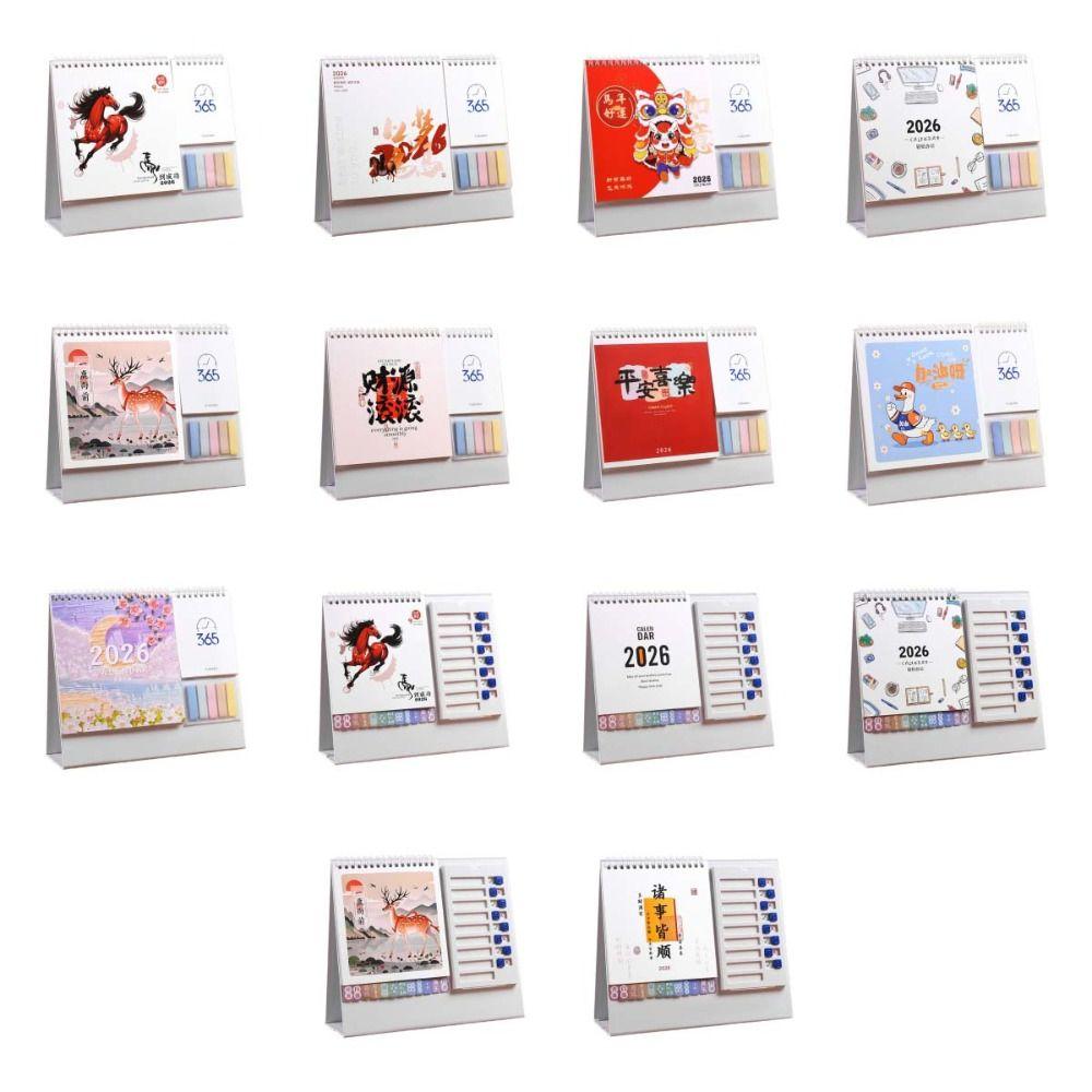 Coil Binding 2026 Desk Calendar Month Date Display Standing Flip Calendar Home Decoration