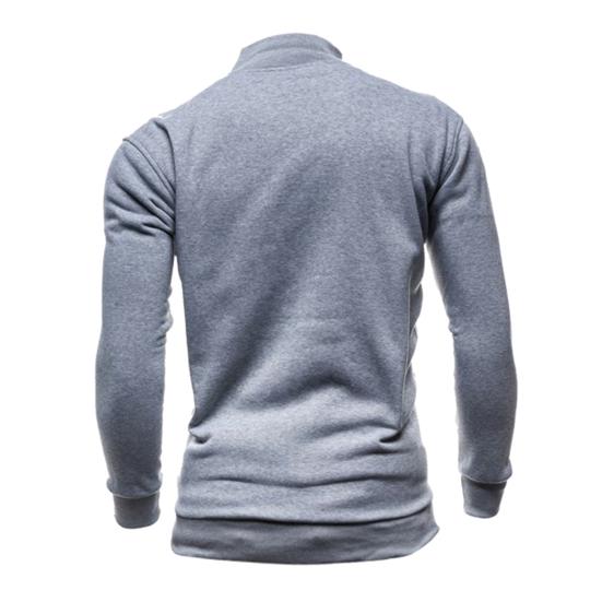 Men Zip-up Sweatshirt Mock Neck Long Sleeve Jacket Solid Color Full Zip Casual