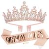 Alloy Crown Tiara Birthday Crown Flash Diamond Birthday Party Queen Crown Tiara Set