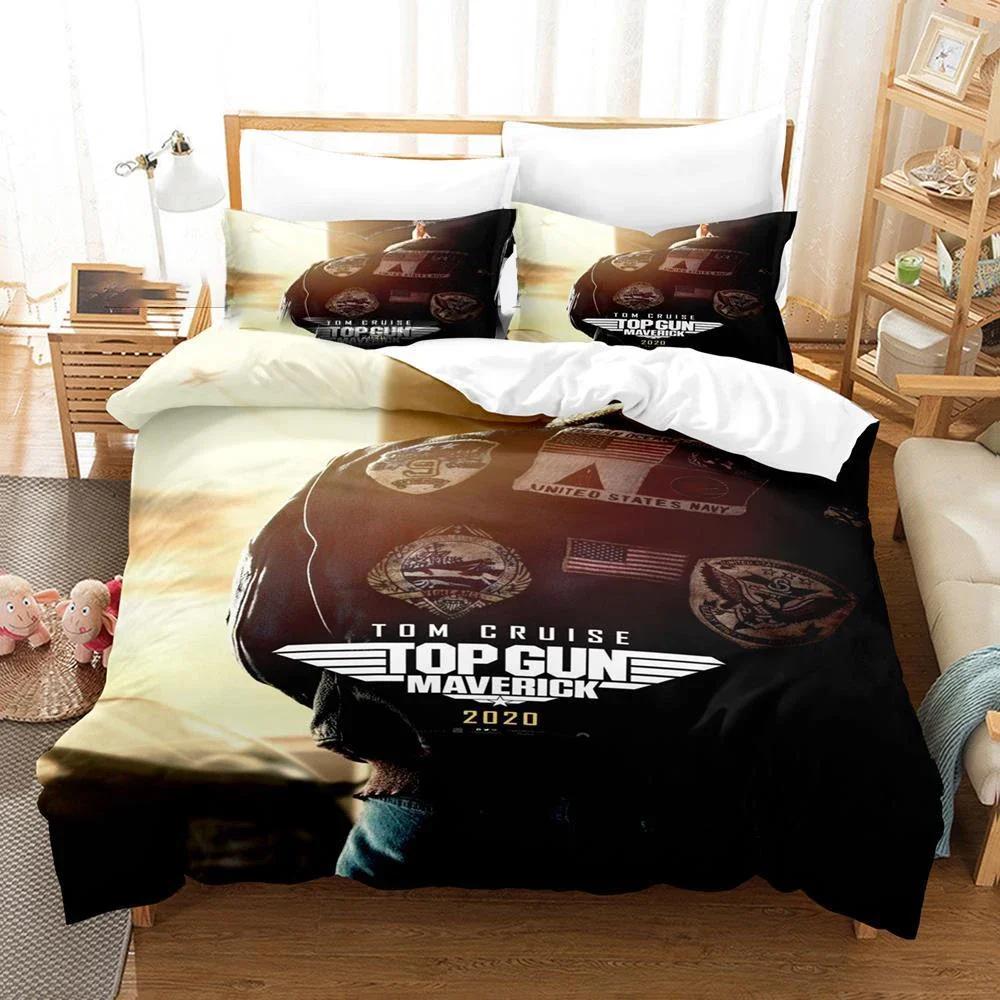 

3D Printed Top Gun Maverick Bedding Set Pillowcase Duvet Cover Double Twin Full Queen King Adult Kids Bedclothes Quilt Cover 70x133cm 2pcs