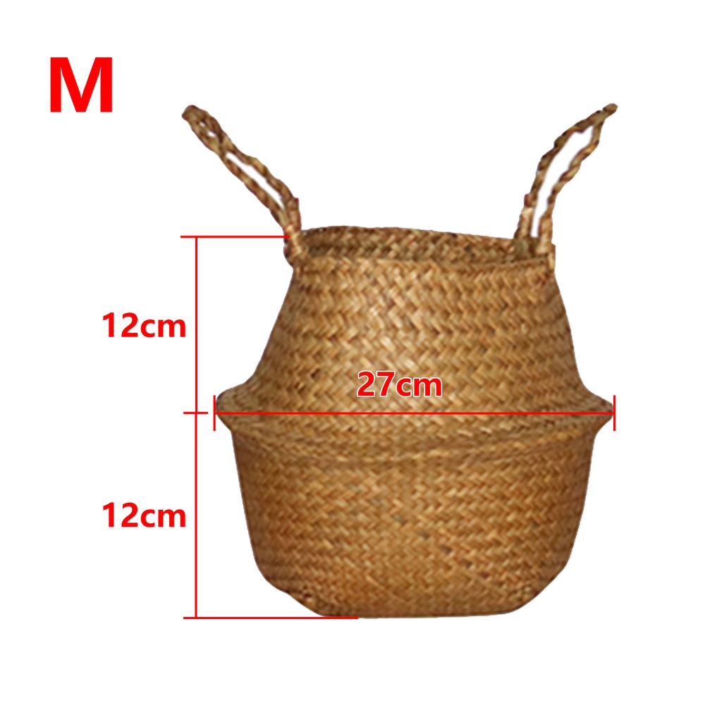 Seaweed Woven Flower Basket Woven Belly Basket Woven Basket Storage Basin Belly Basket Storage Flower Pot Basket