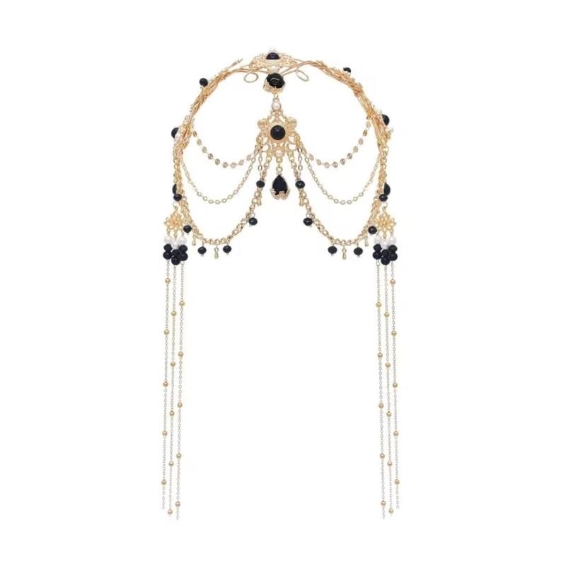 

Sparkling Forehead Chain Decoration Dazzling Hair Accessory with Exquisite Pearls Fringes for Daily and Formal Use 1