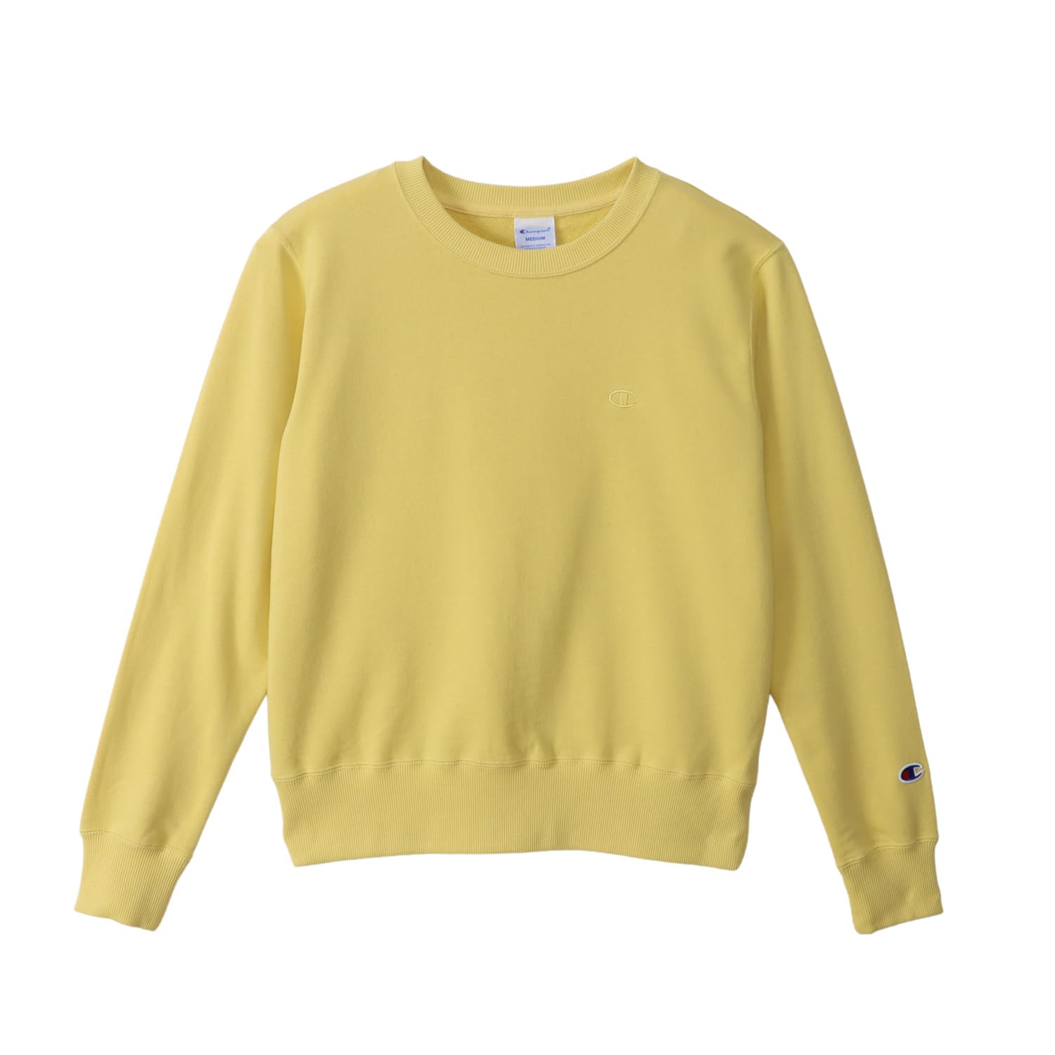 

Champion Basic Crew Neck Cream Long Embroidered Made in Logo Women s Sweatshirt, CW-Y018, Yellow, Sleeve, Fleece, Cotton, USA, One-Point