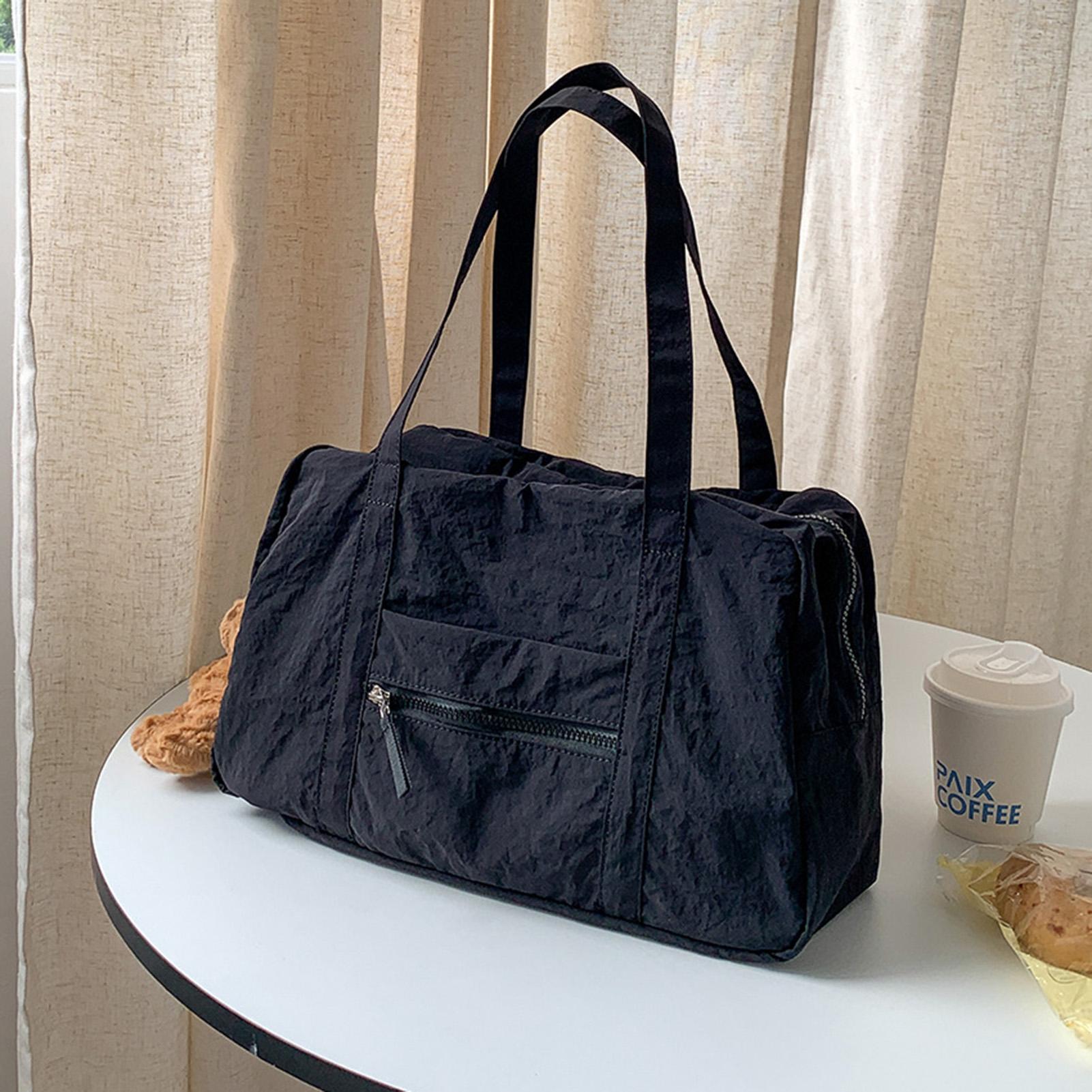 

Простая дорожная сумка-тоут для ручной клади, большая вместимость, сумка-даффл для выходных/ночевки, модные спортивные сумки для фитнеса для женщин, девушек чёрный