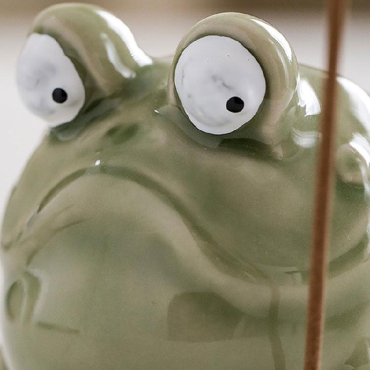Light Green Ceramics Frogs Miniature Statue Incenses Stick Holder Funny Animal Incenses Burners Tabletop Decors Gift