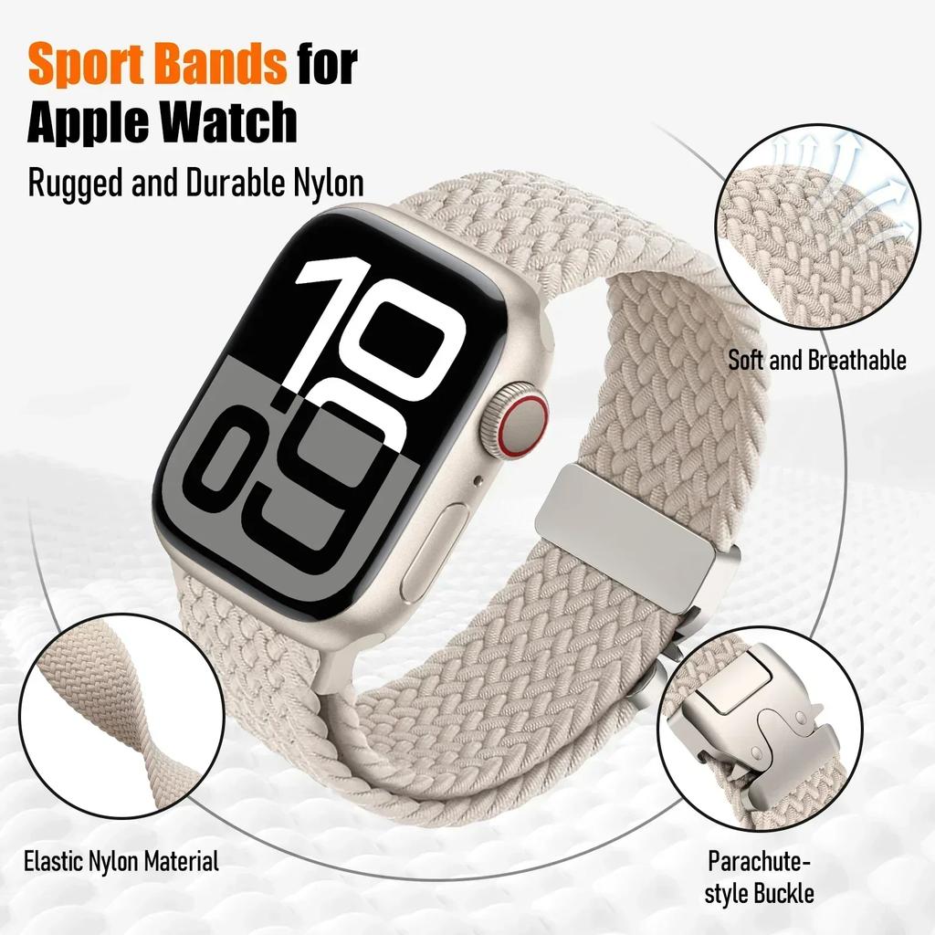 Braided Solo Loop Strap For Apple Watch band 44mm 45mm 46mm 40mm 41mm 42mm 49mm Bracelet iWatch Series Ultra 2 10 9 SE 8 7 6 5 4