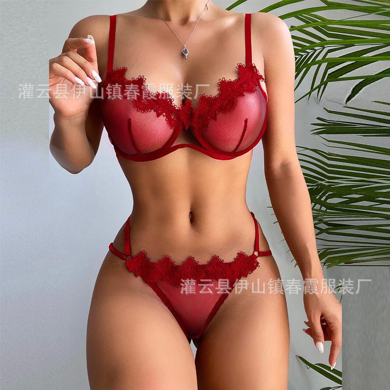 

Beauty ebay hot-selling women s clothing hollow belt steel ring three-point sexy underwear set is sent on behalf of one person. XXL вина червоного кольору