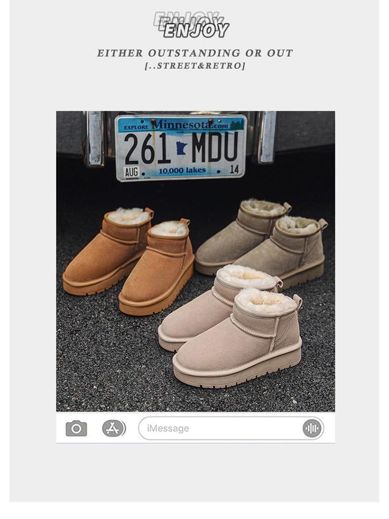 2025 Women's Thick-Soled Sheepskin Snow Boots, Fleece-Lined & Non-Slip