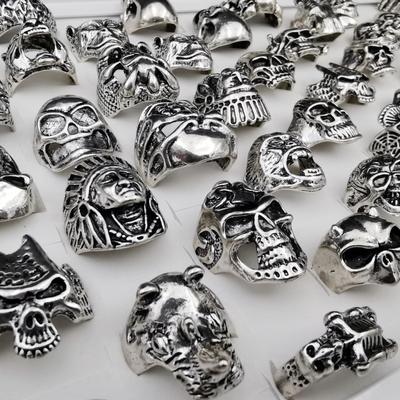 20Pcs Alloy Ghost Head  Skull Ring Atmosphere Ring Mix Rings