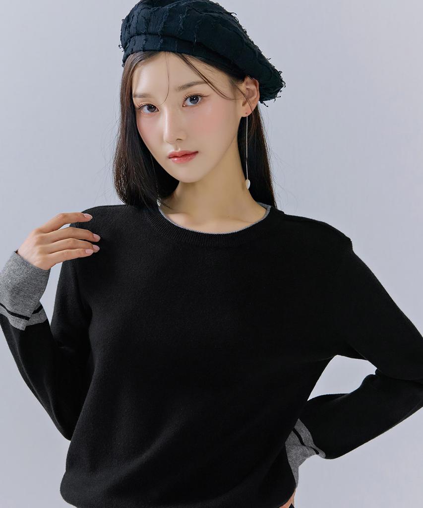 CHASECULT Women'S Color-Block Sleeve Round Sweater-Cfrg5261C03