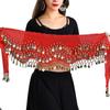 Gold Coin Hip Scarf for Belly Dance - Three-Layer Waist Chain Belt for Indian Dance