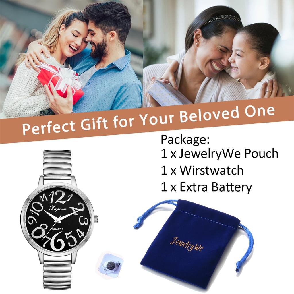 Large Elastic Free Quartz Fashion Gift for Lover Women's Watch, Numbers, Analog, Belt, Size, Simple, Stylish, Watch, Silver, Women's Accessory,