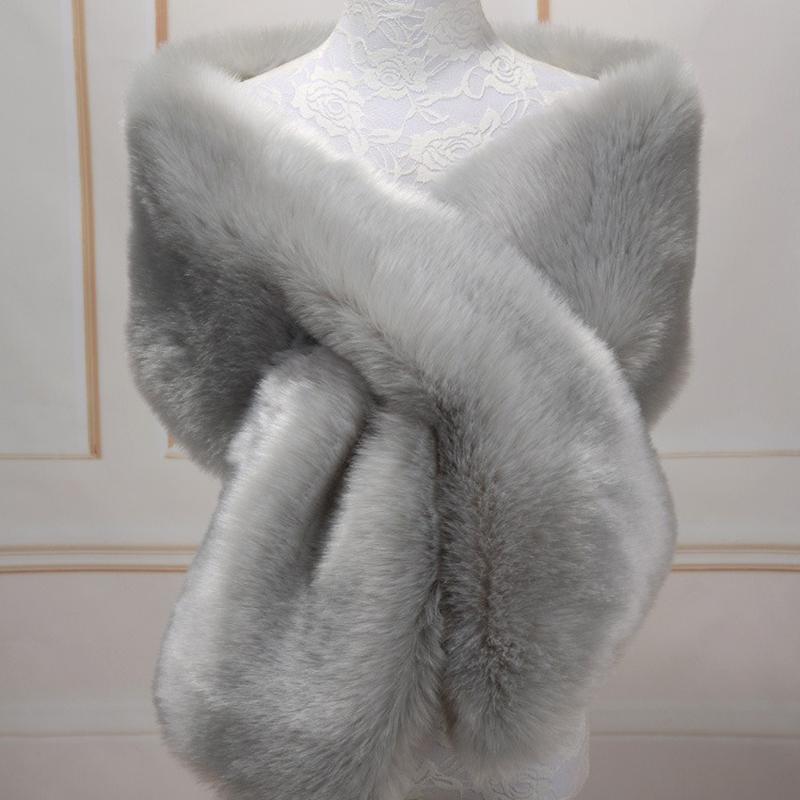 Women’s Luxurious Faux Fur Shawl Winter Bridal Thicken Soft Warm Comfortable Faux Fur Shawl Wrap for Wedding Evening Party