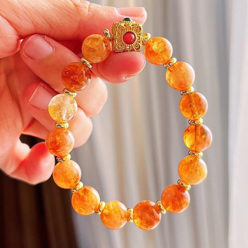10Mm Autumn And Winter Maillard Style High Quality Natural Citrine Bracelet Bracelet.