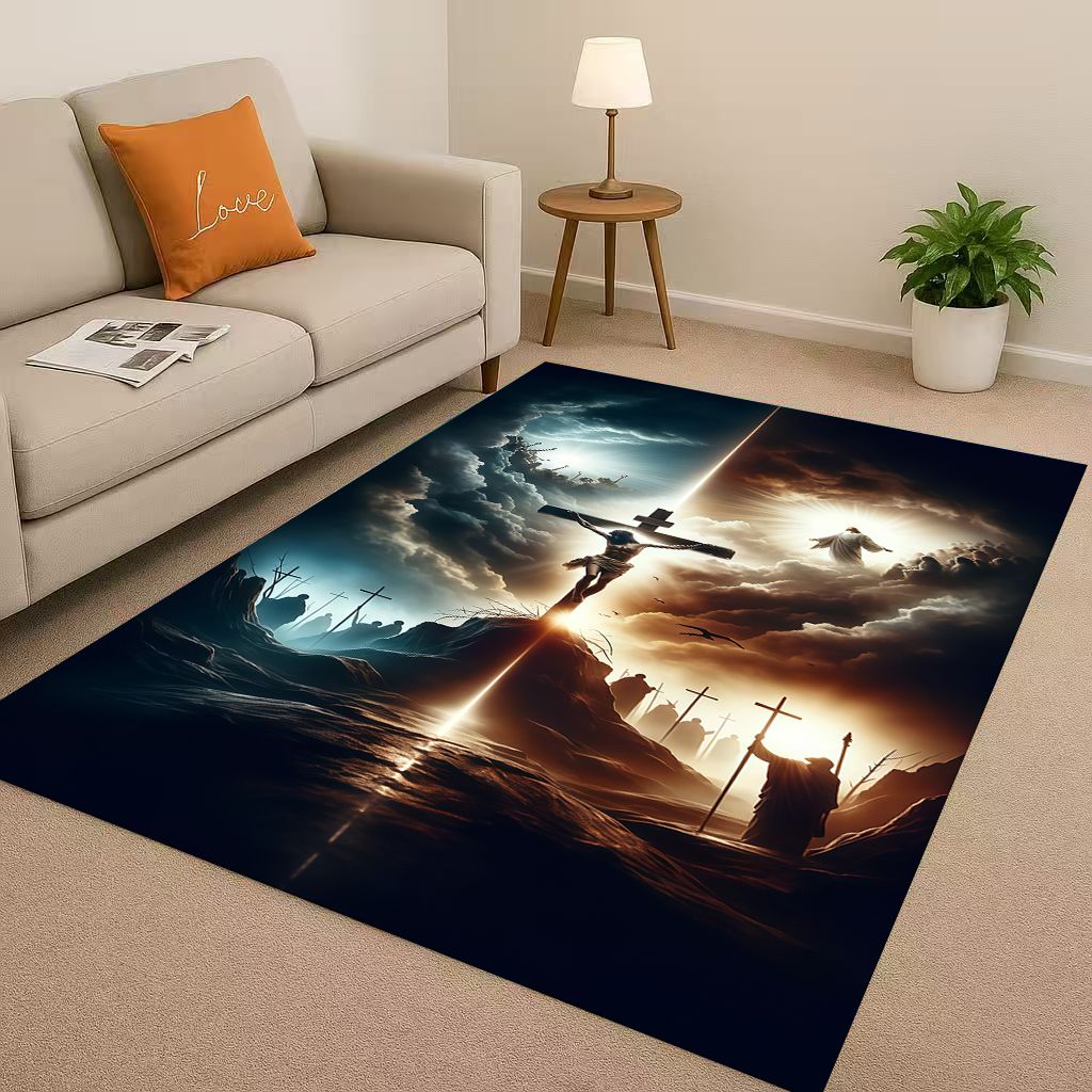 Retro Jesus Virgin Mary Art Living Room Non Slip Area Rug Soft Carpet for Bedroom Playroom Sofa,Easy Clean Home Decor Doormat