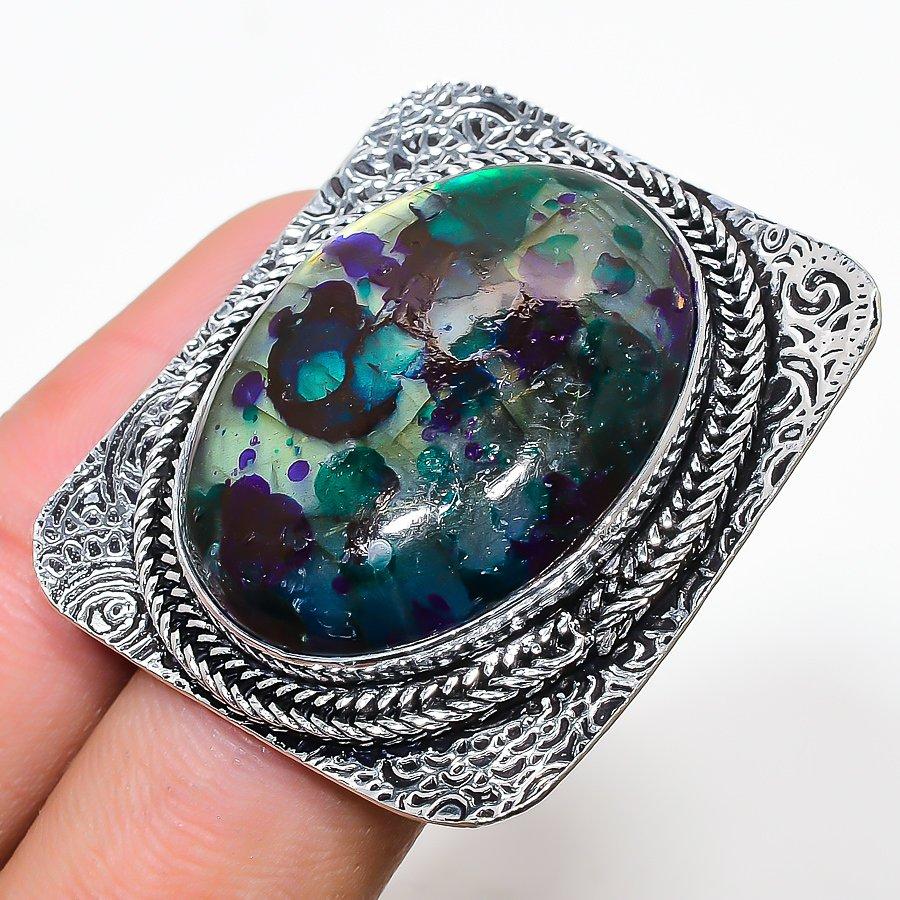 

Кольцо из стерлингового серебра 925 пробы с натуральным зеленым лабрадоритом, размер 8,5 d2g30