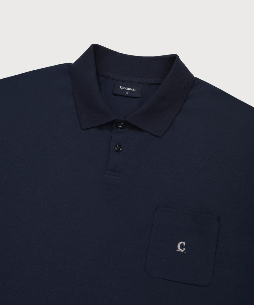 COVERNAT Signature Symbol Pocket Polo Shirt Navy