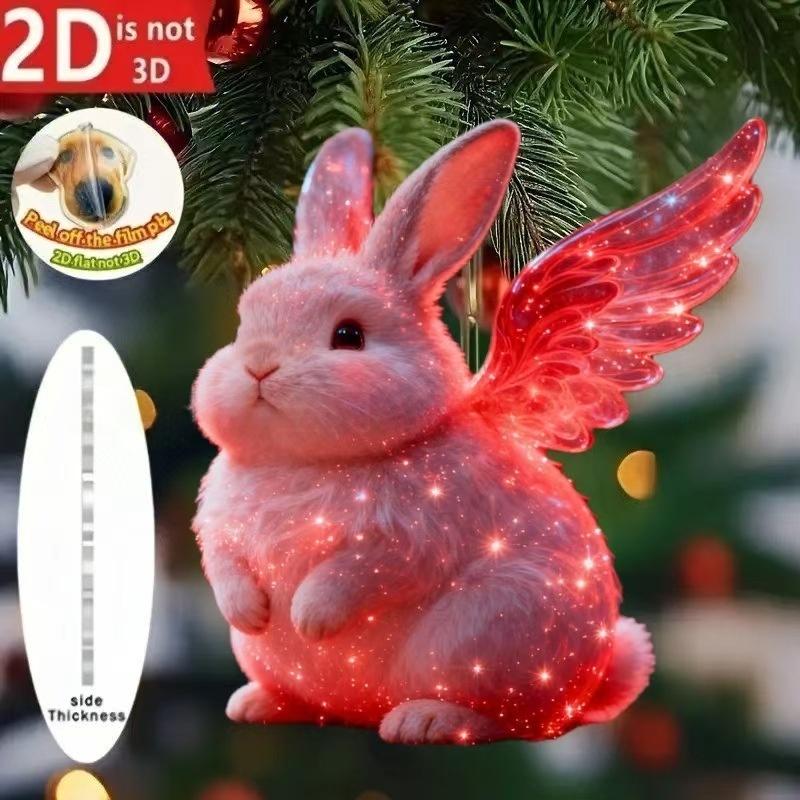 2D Acrylic Christmas Pendants Zodiac Horse Tree Hangings Car Rearview Mirror Pendant Charm Party New Year Decoration Ornaments
