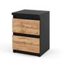 Black Oak Night Cabinet Wotan 30 Cm 2 Drawers Tv Table For Loft Bedroom